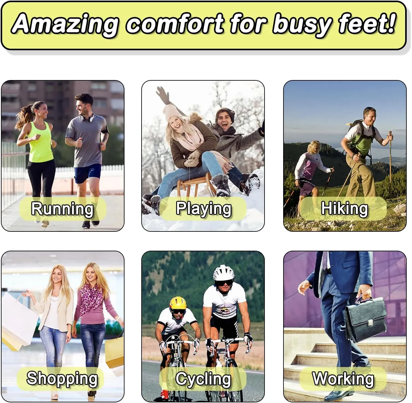 2 Pair Memory Foam Insoles for Men and Women Shoe Inserts for Boots, Work Shoes, Running, Hiking, Sneaker, Cushion Inner Soles Womens Shoes Insoles Plantar Fasciitis Insoles Black US 10M