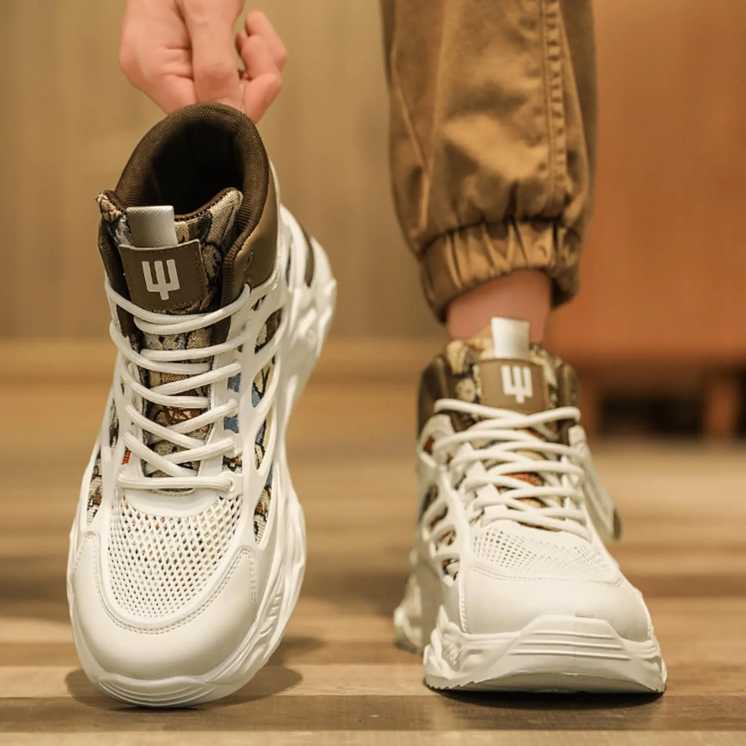 and Breathable Wide Basketball Shoes for Men, Also Ideal for Running and Walking. Extra Wide High - top Sneakers with Ankle Support, Combining Trend and Comfort (Blue,10)