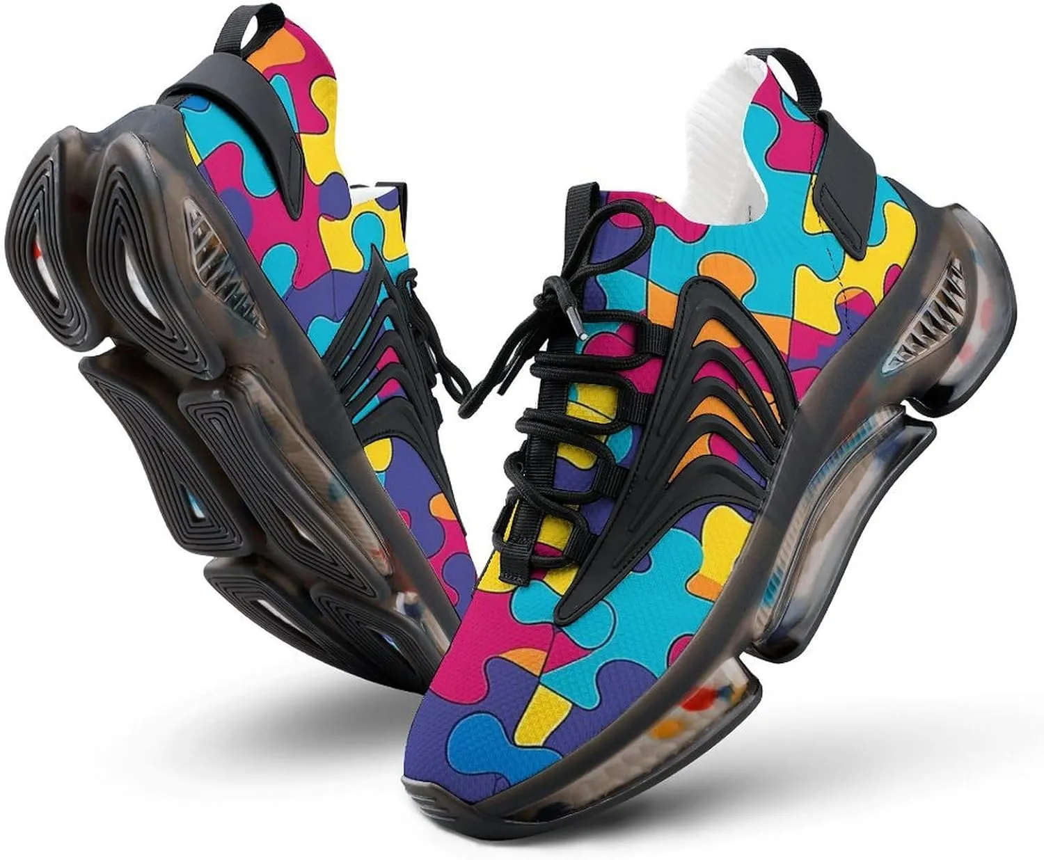 Autism Awareness Puzzle Men's Running Shoes Lightweight Walking Shoe Breathable Sneaker
