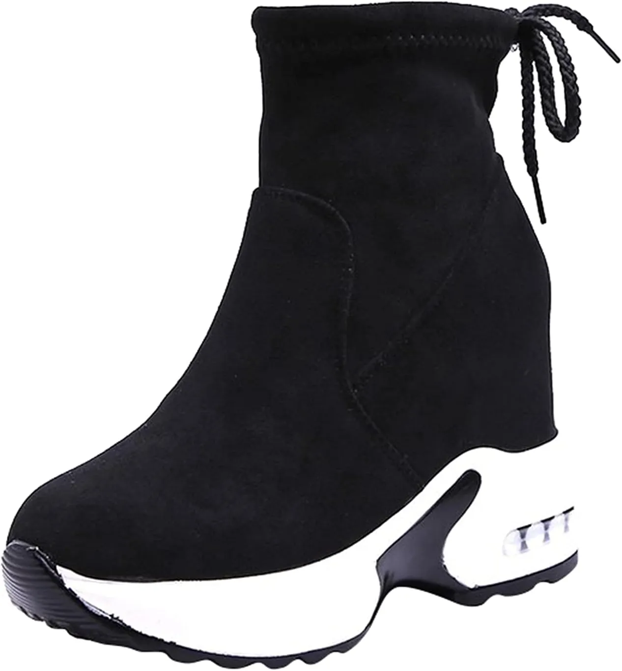Bcshiye Winter Boots for Women Wedge Platform Warm Fur Snow Ankle Boot Lace Up Wide Width Hidden Wedge Sneaker