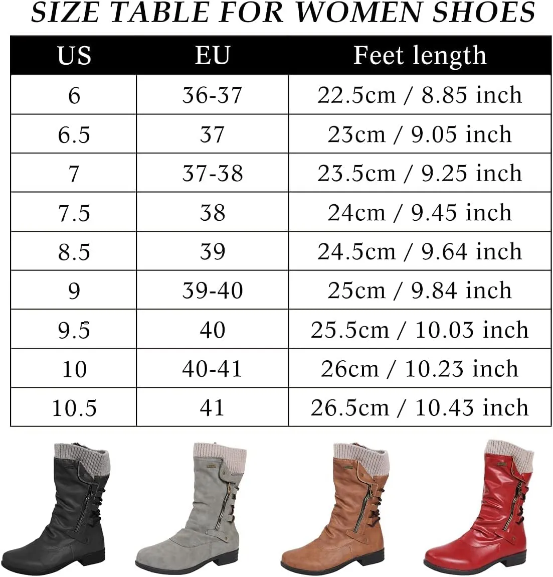 Bcshiye Women's Ankle Bootie Winter Mid Calf Military Combat Boots Comfort Slip On Low Chunky Heel Warm Snow Boots