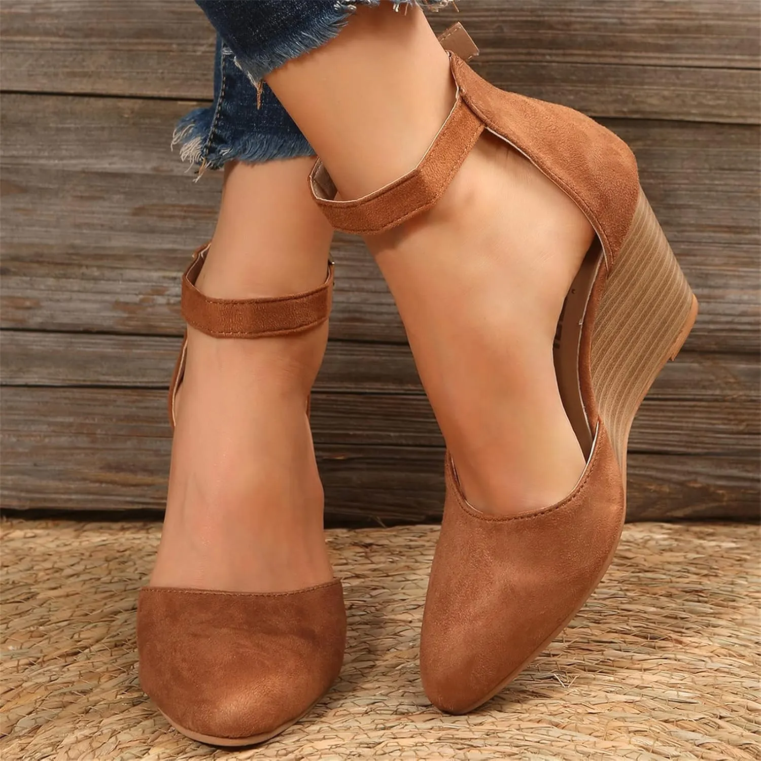Black Closed Toe Heels for Women Chunky Heel Comfortable Pointed Toe Ankle Strap Wedding Business Dressy Shoes Women Comfort Strappy Slip-On Low Heels Sandals 