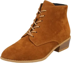 Boots for Women Flat Pointed Toe Women's Lace Up Chelsea Ankle Boots Suede Zipper Ankle Boots Fall Boots 2024