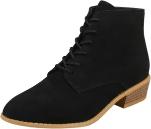 Boots for Women Flat Pointed Toe Women's Lace Up Chelsea Ankle Boots Suede Zipper Ankle Boots Fall Boots 2024