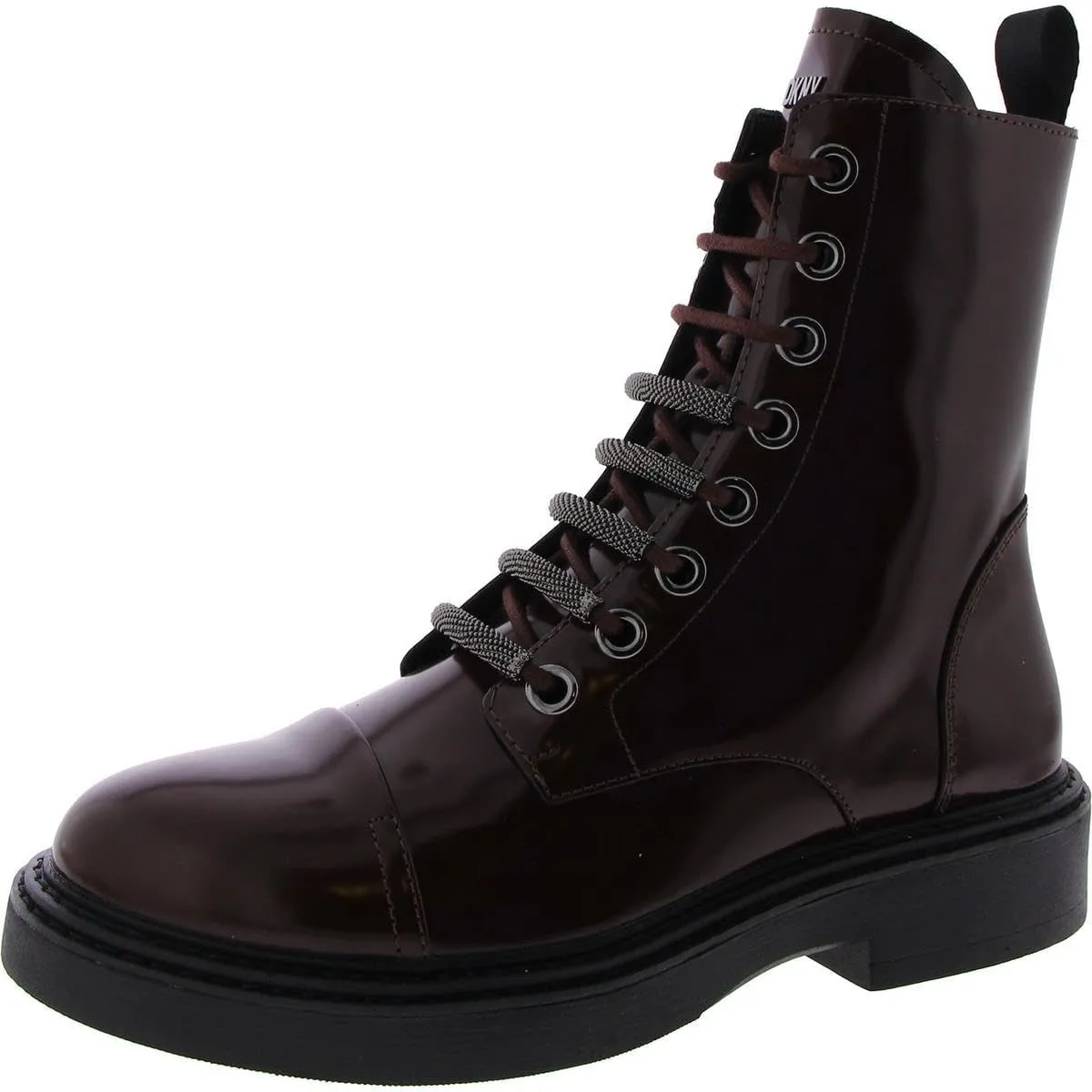 DKNY Womens MALAYA LACE UP Leather Combat & Lace-Up Boots Red 8 Medium (B,M)