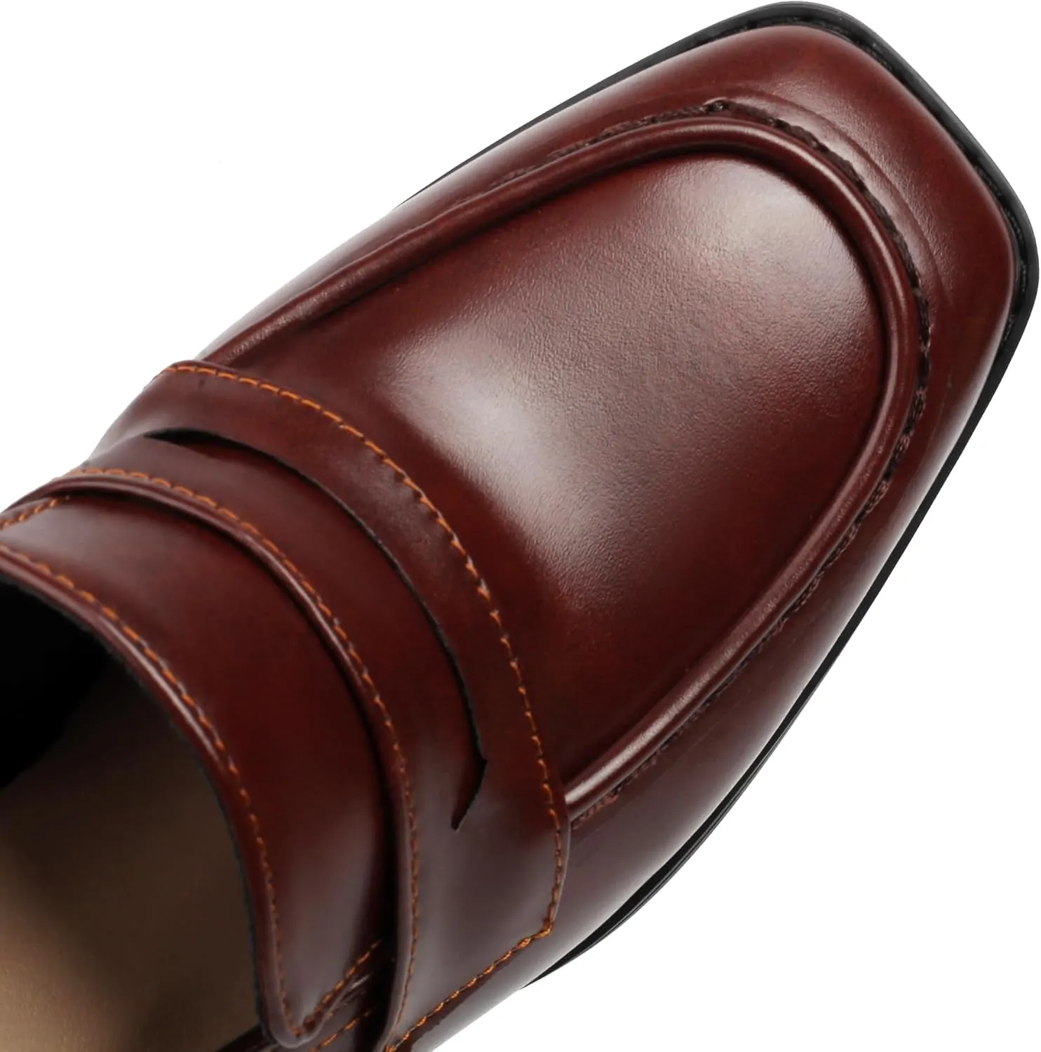 Elbslutt Women Chunky High Heels Square Toe Oxford Loafer Womens Platform Heels Loafers Penny Loafer Business Slip On Dress Dress Work Pumps