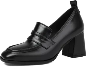Elbslutt Women Chunky High Heels Square Toe Oxford Loafer Womens Platform Heels Loafers Penny Loafer Business Slip On Dress Dress Work Pumps