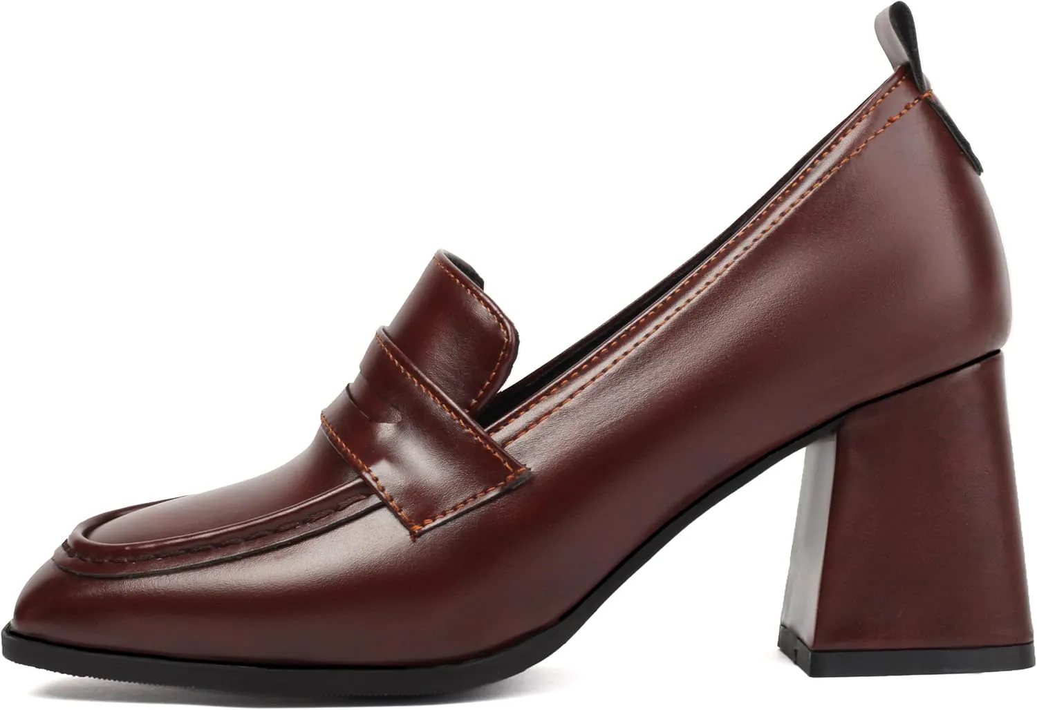 Elbslutt Women Chunky High Heels Square Toe Oxford Loafer Womens Platform Heels Loafers Penny Loafer Business Slip On Dress Dress Work Pumps