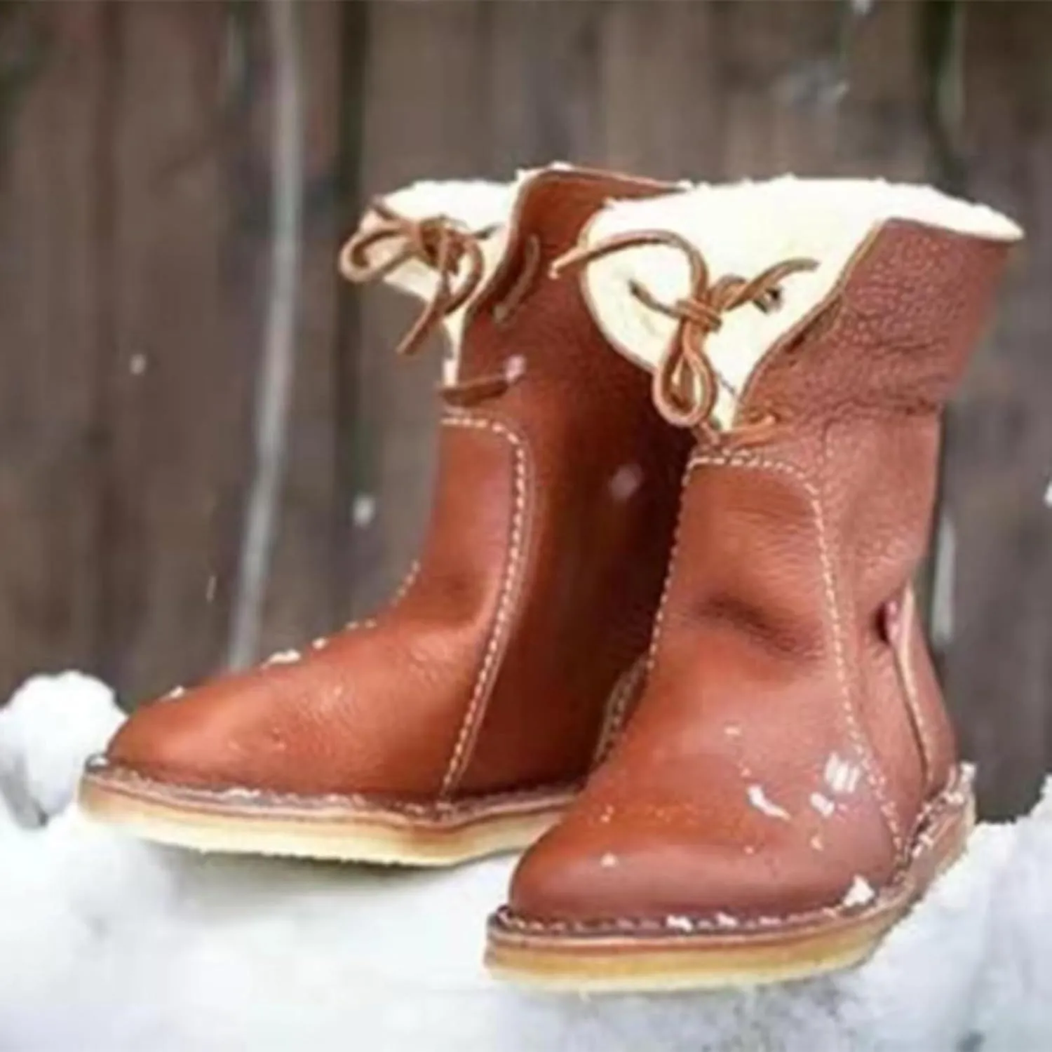 Fall Boots Womens Ankle Booties Slip On Winter Snow Boots Warm Fur Lining Comfortable Fashion Booties