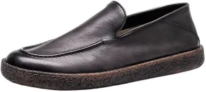 Genuine Leather Men Casual Shoes Slip-on Loafer Handmade Moccasins Driving Shoes Men's Gunner Dress Loafer