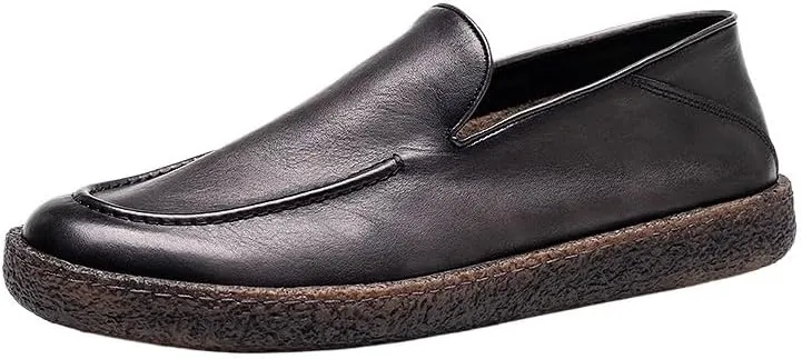 Genuine Leather Men Casual Shoes Slip-on Loafer Handmade Moccasins Driving Shoes Men's Gunner Dress Loafer