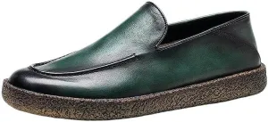Genuine Leather Men Casual Shoes Slip-on Loafer Handmade Moccasins Driving Shoes Men's Gunner Dress Loafer