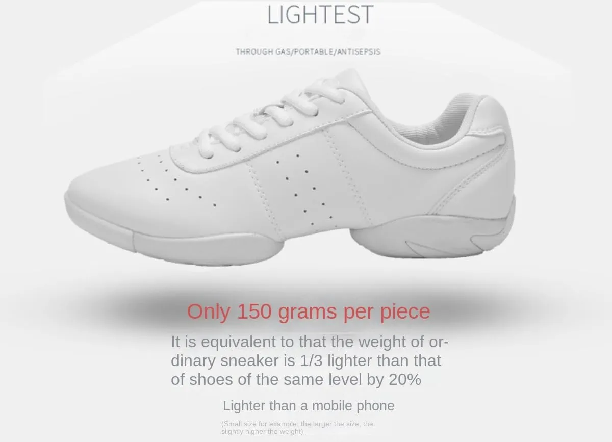 Girl & Youth White Soft Aerobics Shoes Cheerleading Sport Dance Shoes Training Cheer Shoes