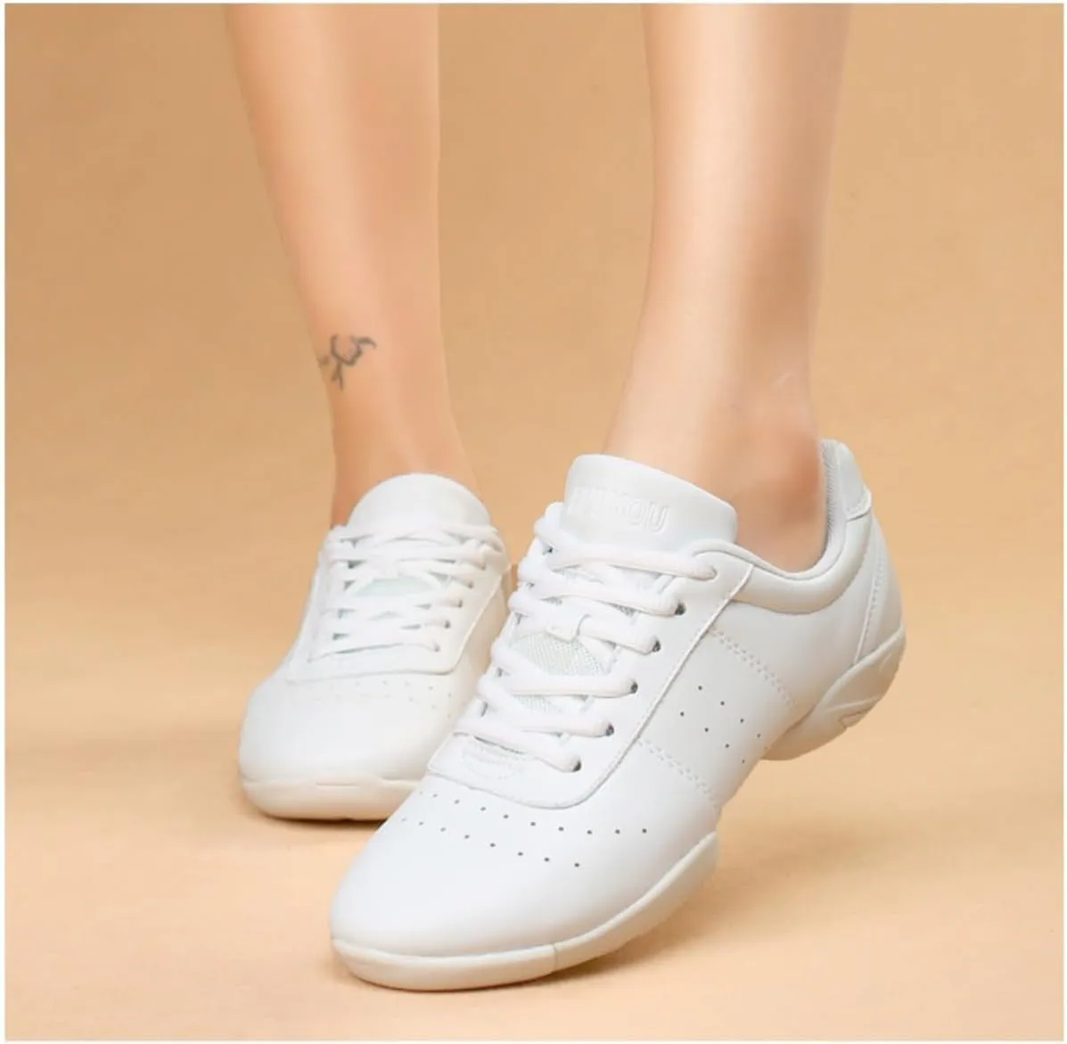 Girl & Youth White Soft Aerobics Shoes Cheerleading Sport Dance Shoes Training Cheer Shoes