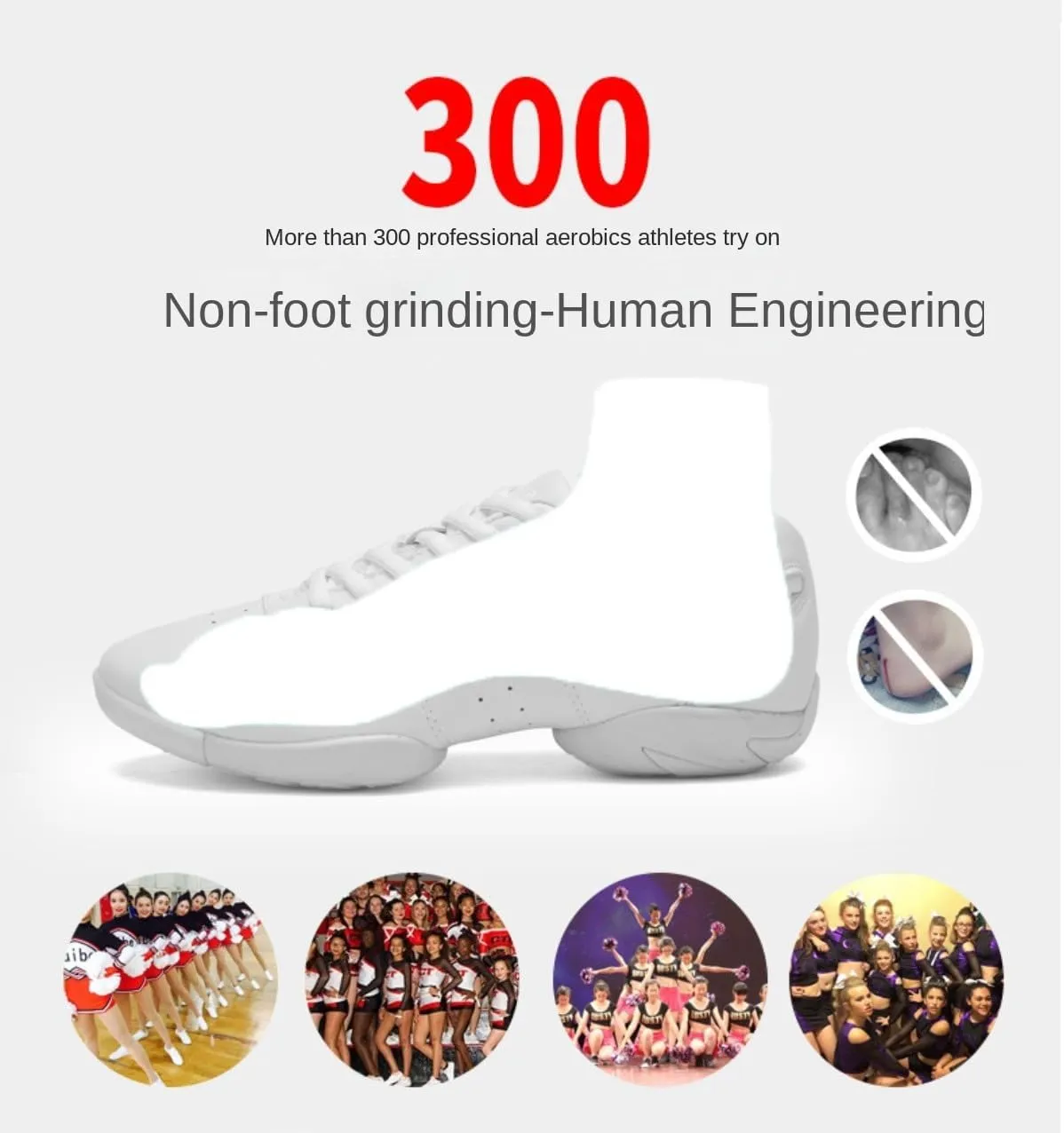Girl & Youth White Soft Aerobics Shoes Cheerleading Sport Dance Shoes Training Cheer Shoes