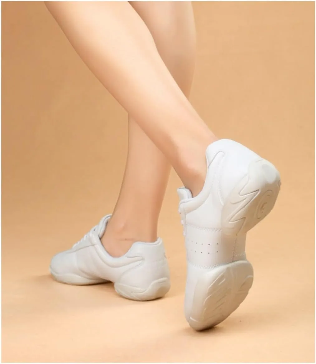 Girl & Youth White Soft Aerobics Shoes Cheerleading Sport Dance Shoes Training Cheer Shoes