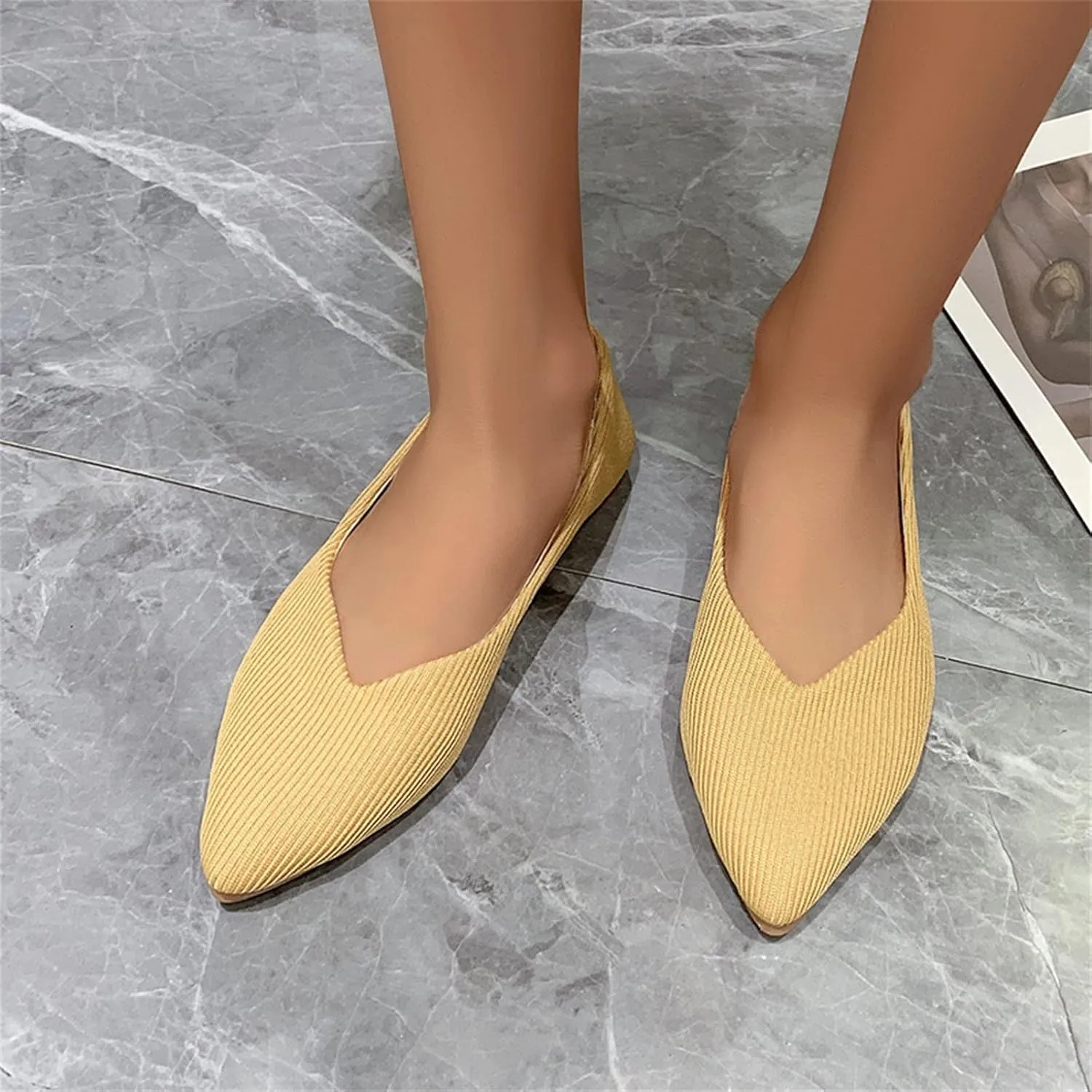 Girl Loafers Dress Shoes Ladies Fashion Solid Color Breathable Cloth Pointed Comfort Flat Casual Shoes Espadrilles Workout Gym Outdoor Shoes