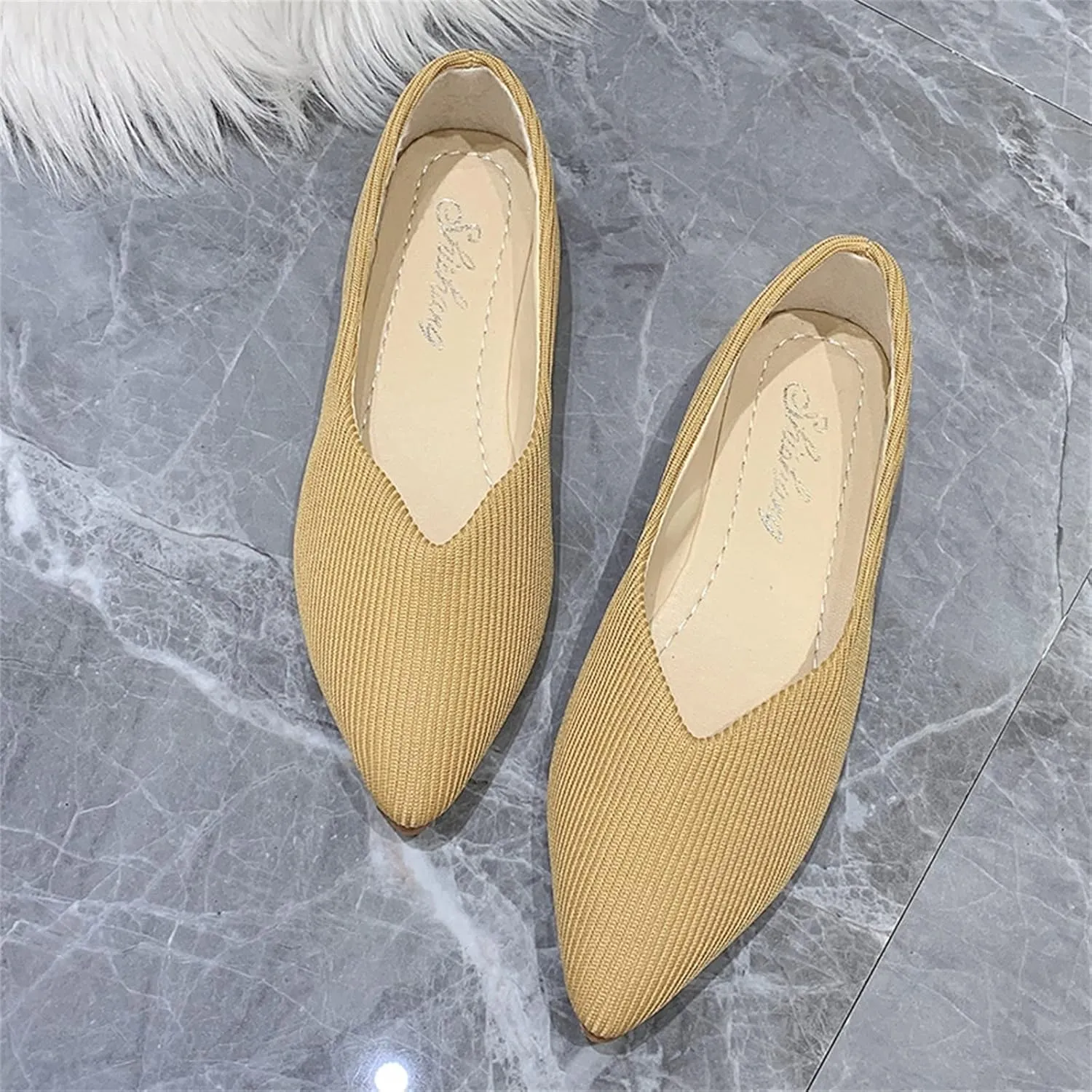 Girl Loafers Dress Shoes Ladies Fashion Solid Color Breathable Cloth Pointed Comfort Flat Casual Shoes Espadrilles Workout Gym Outdoor Shoes