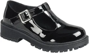 Girls Round Toe Ankle Strap Mary Jane School Shoes - Mary Jane Chunky Heel Platform Oxford Dress Pumps Shoe