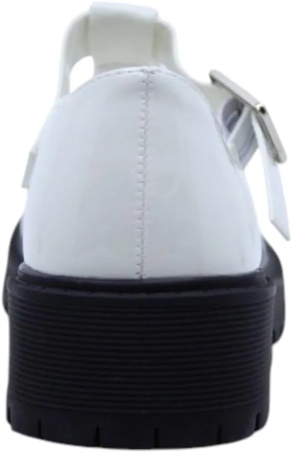 Girls Round Toe Ankle Strap Mary Jane School Shoes - Mary Jane Chunky Heel Platform Oxford Dress Pumps Shoe