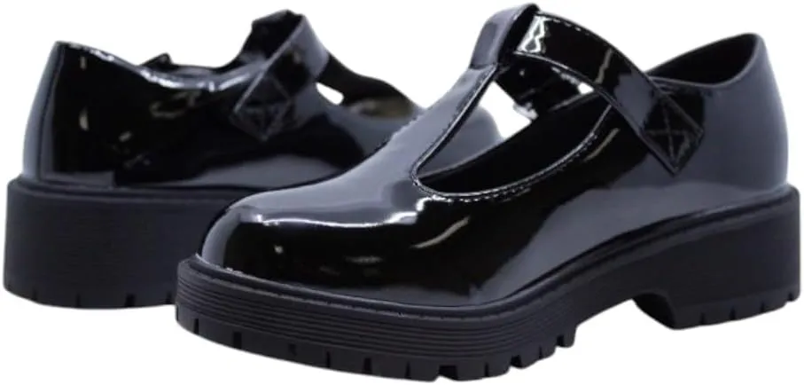 Girls Round Toe Ankle Strap Mary Jane School Shoes - Mary Jane Chunky Heel Platform Oxford Dress Pumps Shoe