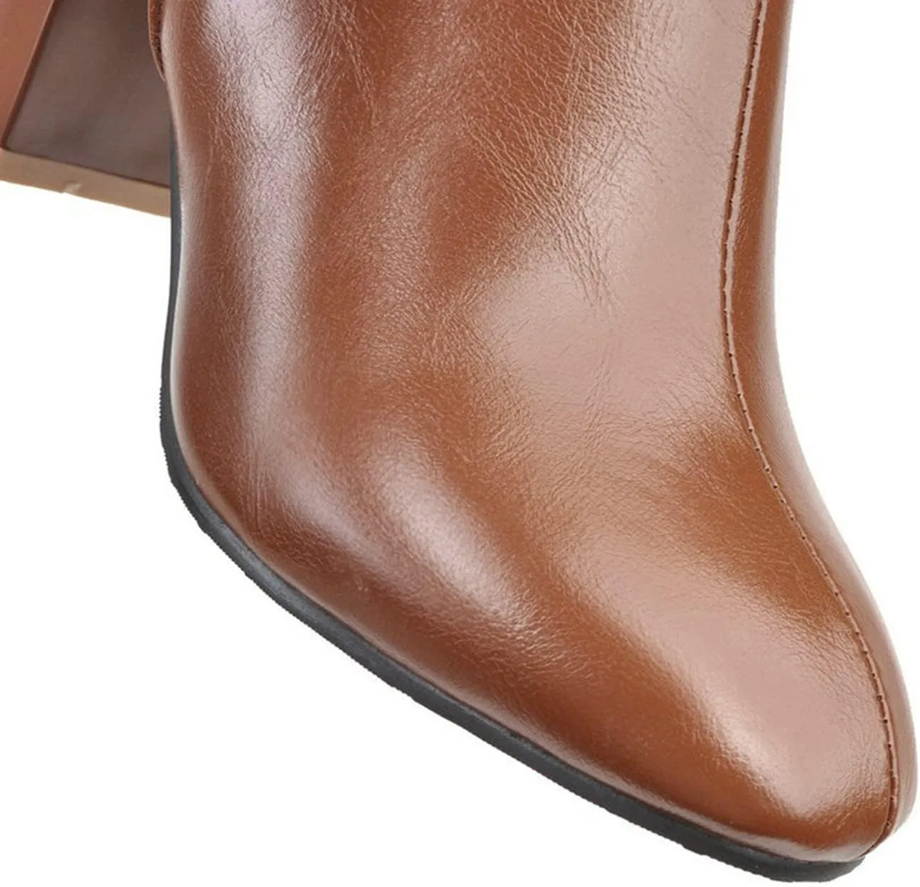 hlysgo Women's Vintage Fashion Long Boots Waterproof Full Zipper High Heeled Knee High Leather Boots