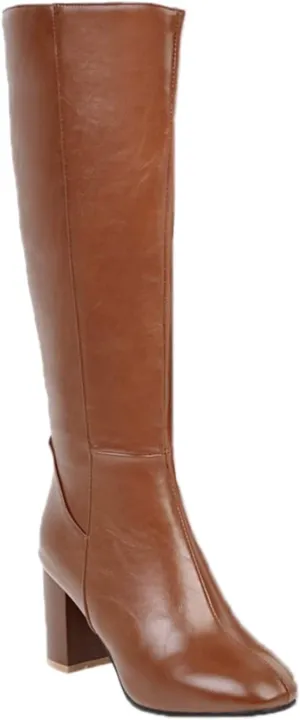 hlysgo Women's Vintage Fashion Long Boots Waterproof Full Zipper High Heeled Knee High Leather Boots