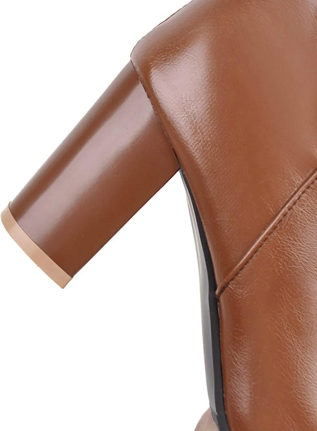 hlysgo Women's Vintage Fashion Long Boots Waterproof Full Zipper High Heeled Knee High Leather Boots