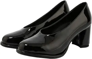 KOKOMOMO Womens Patent Leather Round Toe Chunky Heel Pumps Heeled Loafers