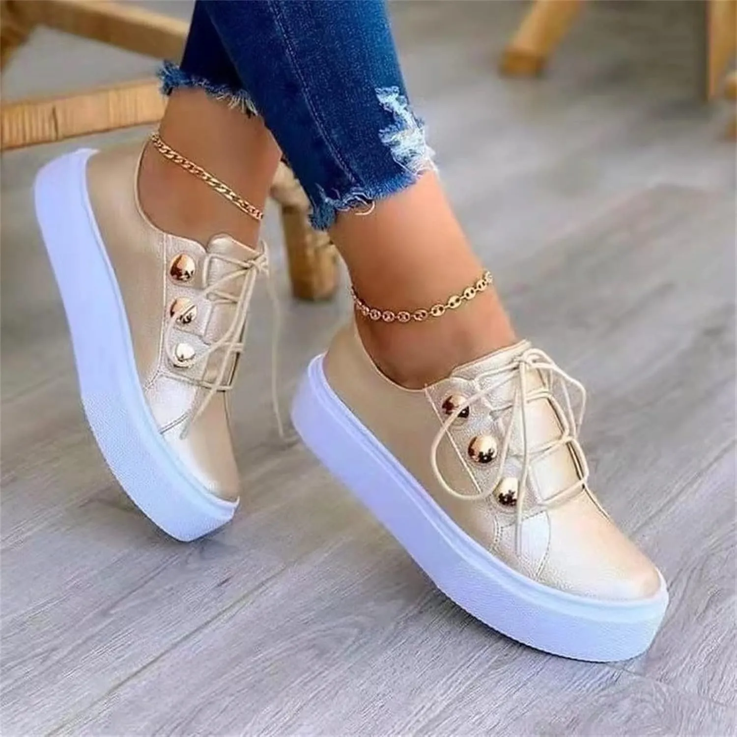 Ladmiple Sneakers For Women Slip On Low Top Casual Walking Shoes Dressy Summer Fashion Comfort Non Slip Flats Loafers