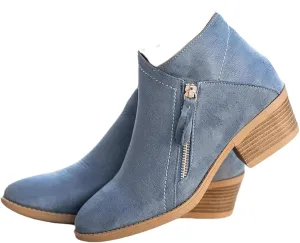 Lausiuoe Ankle Boots For Women Dressy Chunky Heel Slip on Pointed Toe Booties Wide Width Side Zipper Western Short Boots