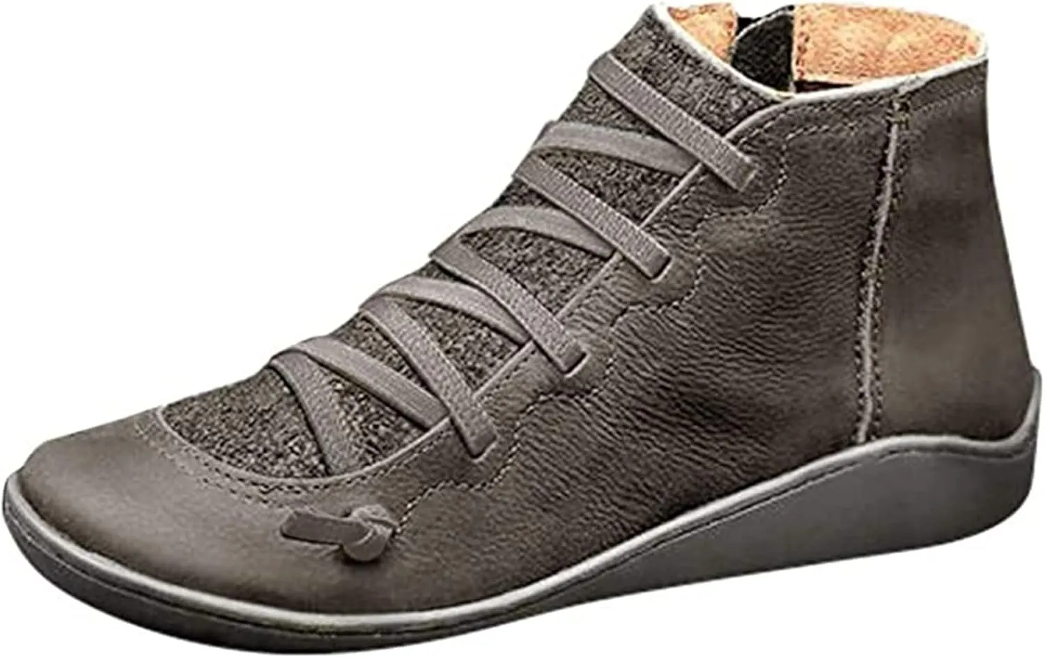 Lausiuoe Boots For Women Ankle Booties Sexy Low Heels Fashion Short Boots Side Zipper Western Casual Dressy Flat Boots