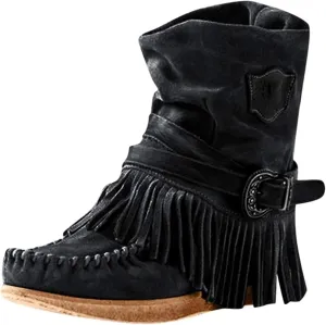 Lausiuoe Cowboy Boots For Women Wide Calf Wide Foot Knee High Western Cowgirl Style Embroidered Chunky Heel Fashion Boot
