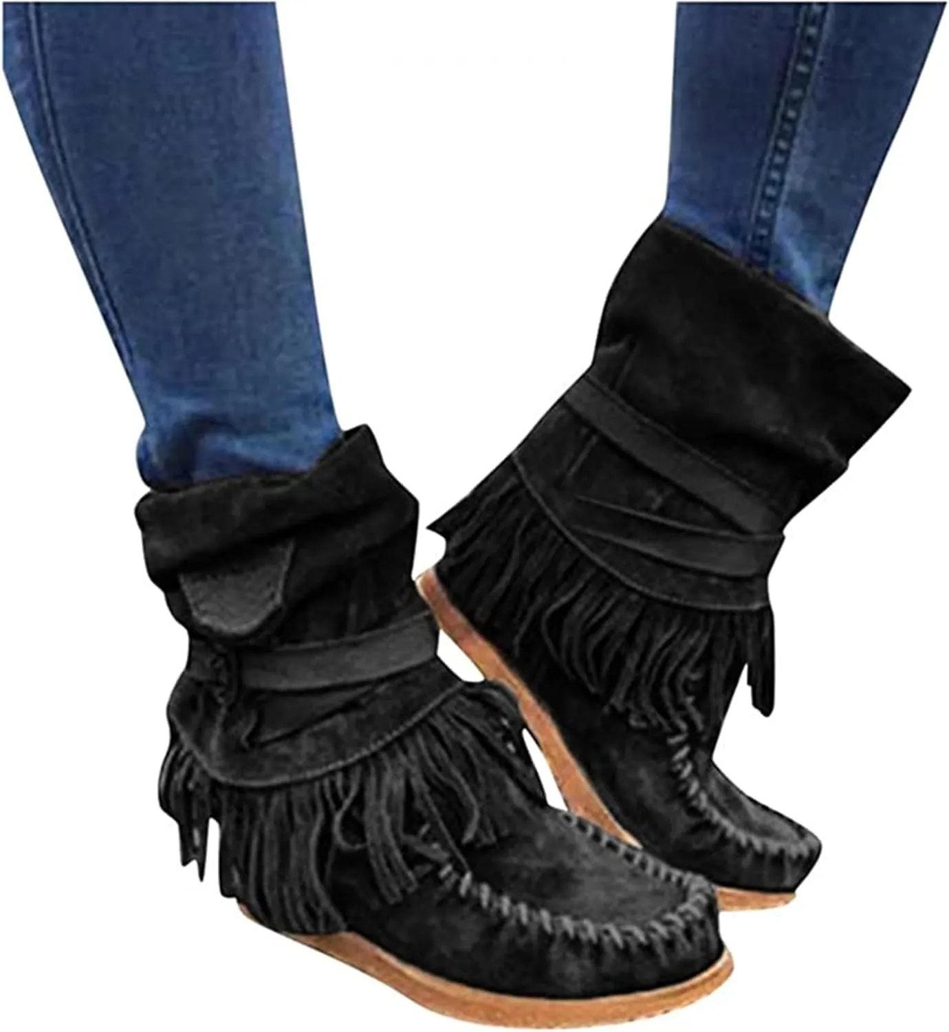 Lausiuoe Cowboy Boots For Women Wide Calf Wide Foot Knee High Western Cowgirl Style Embroidered Chunky Heel Fashion Boot