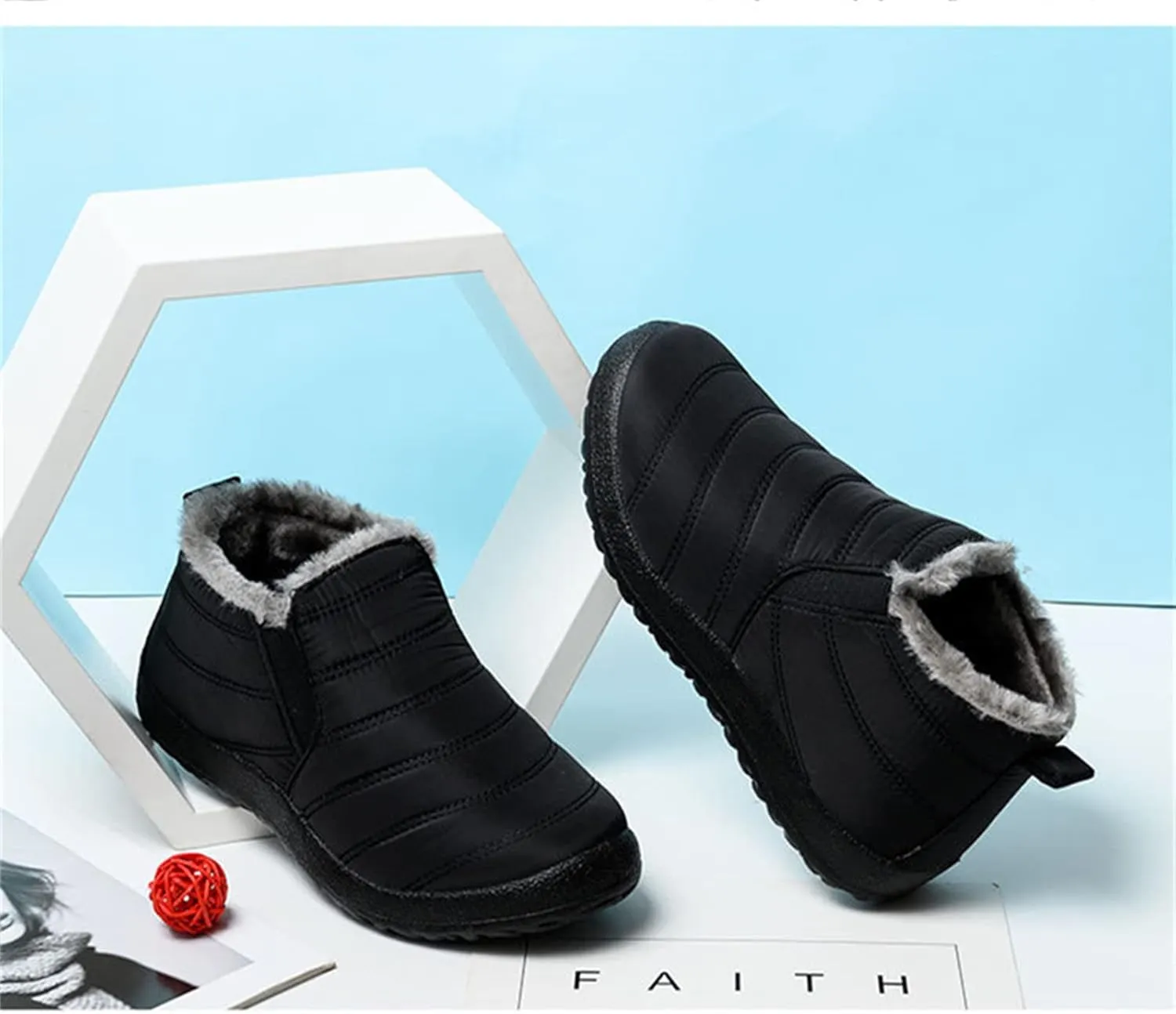 Lausiuoe Snow Boots For Women Waterproof Insulated Wide Width Winter Fur Lined Warm Slip On Ankle Booties Outdoor Shoes
