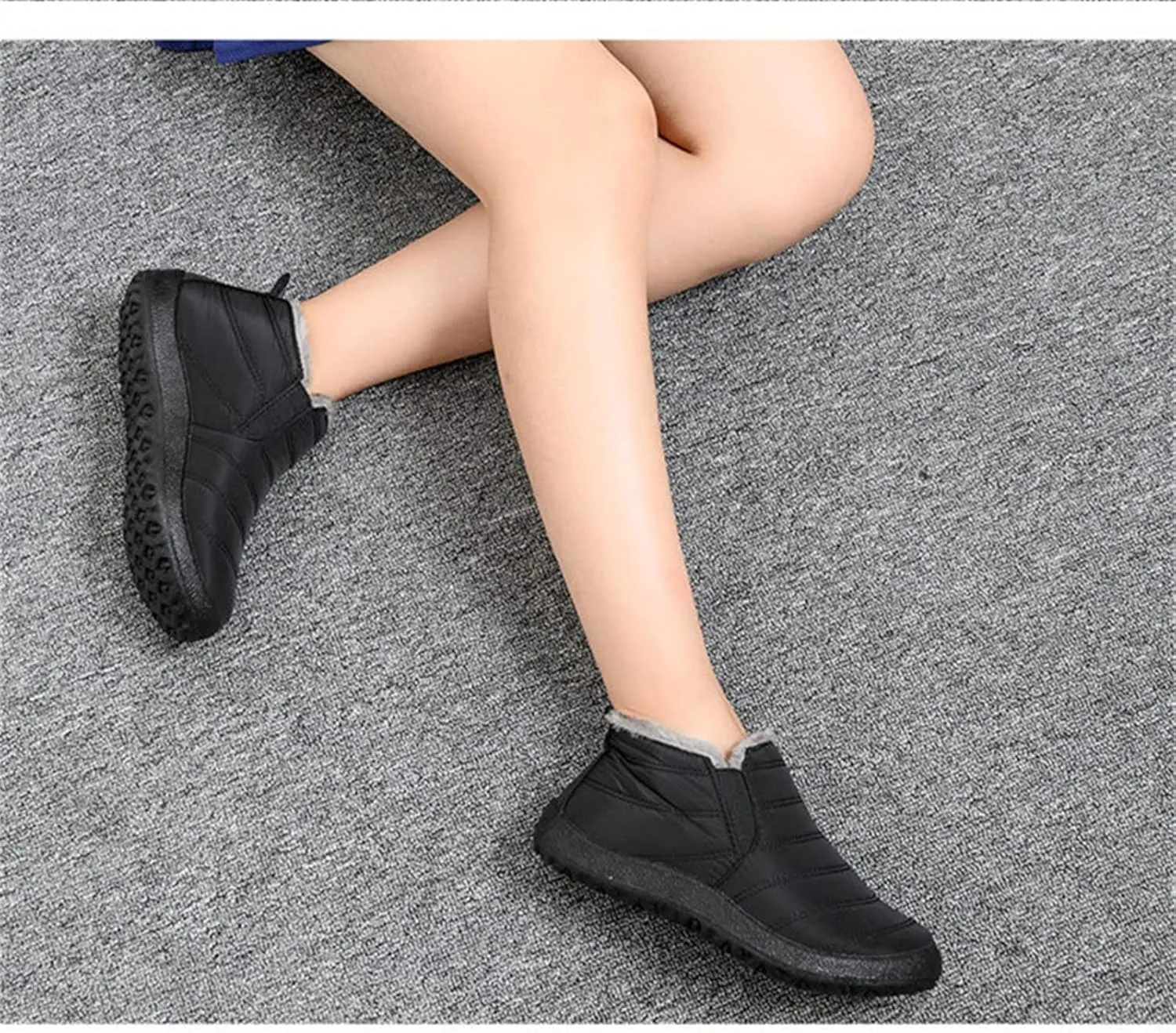 Lausiuoe Snow Boots For Women Waterproof Insulated Wide Width Winter Fur Lined Warm Slip On Ankle Booties Outdoor Shoes