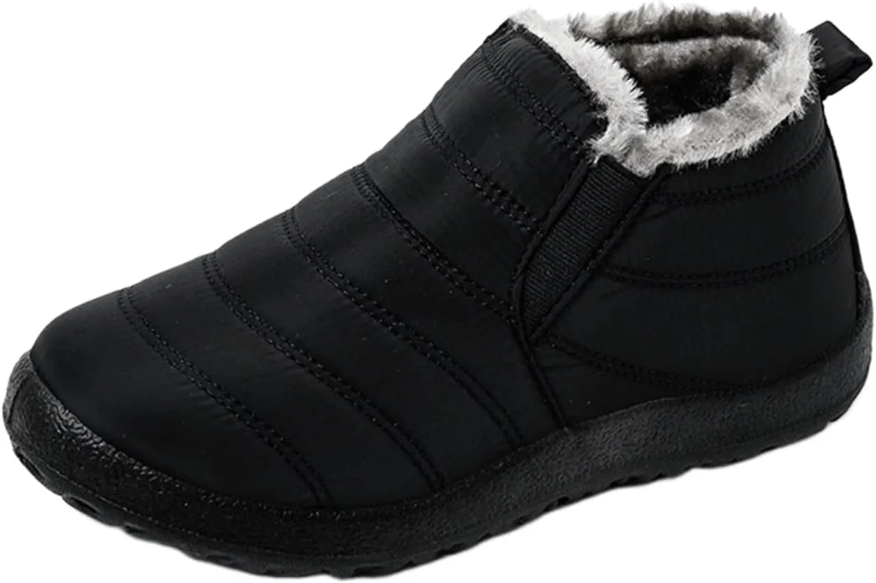 Lausiuoe Snow Boots For Women Waterproof Insulated Wide Width Winter Fur Lined Warm Slip On Ankle Booties Outdoor Shoes