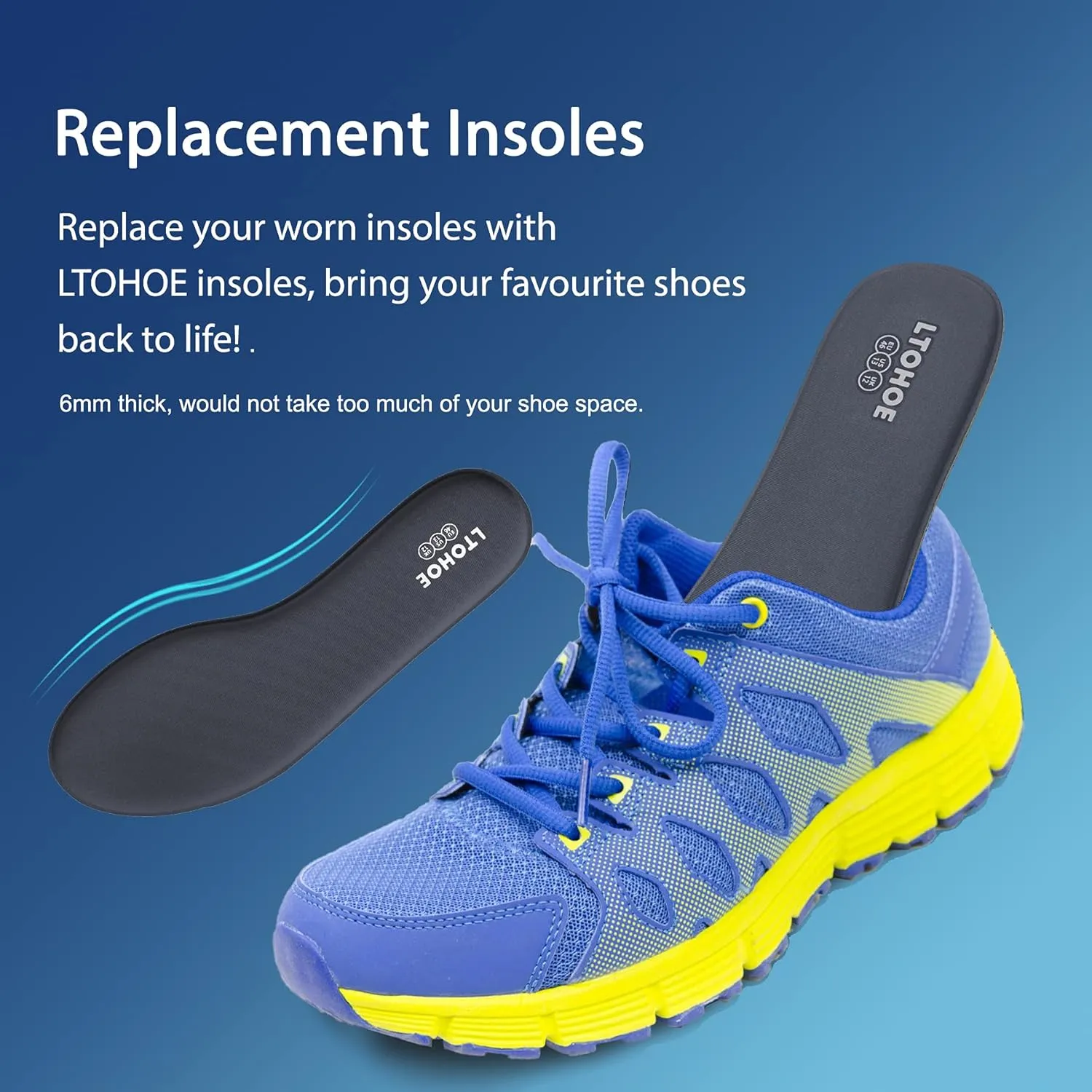 Memory Foam Insoles for Men, Replacement Shoe Inserts for Work Boot, Running Shoes, Hiking Shoes, Sneaker, Cushion Shoe Insoles Shock Absorbing for Foot Pain Relief, Comfort Inner Soles Grey US 8