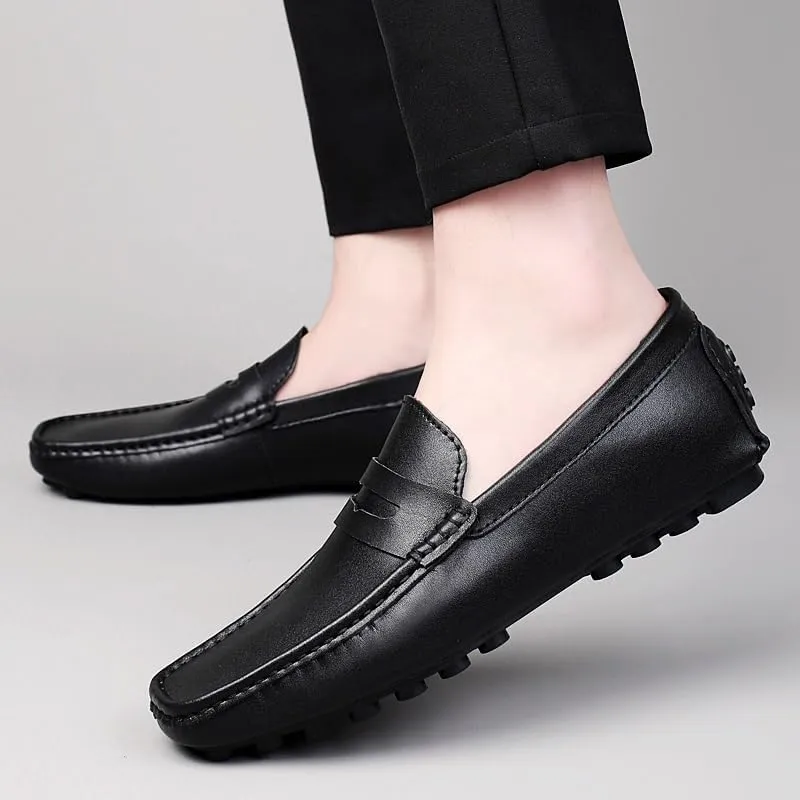 Men Prom Loafers Faux Leather Uniform Party Solid Color Round Toe Slip-on