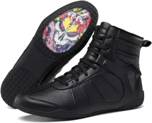 Men's Boxing Shoes, Teenagers Wrestling Fitness Shoes Non-Slip Kickboxing Sparring Boxers Trainers Breathable Boxing Sneakers