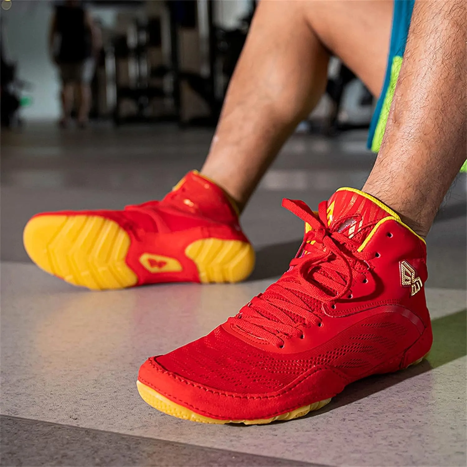 Mens Boxing Trainers Lightweight Breathable Weightlifting Sneakers Comfortable Wrestling Athletic Fitness Shoes