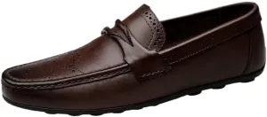 Mens Driving Loafers Pu Leather Vintage Solid Color Anti-Slip Non Classic Slip On