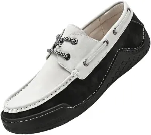 Men's Leather Loafers & Slip-On Lace Up Retro Round Toe Leather Comfortable Driving Shoes Fashionable Non-Slip Walking Shoes
