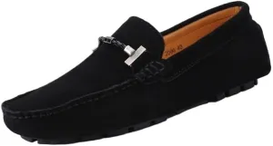 Men's Leather Loafers - Comfortable Slip-On Driving Shoes, Lightweight Slip-Resistant, Classic Nubuck for Casual, Work, and Wedding