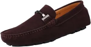 Men's Leather Loafers - Comfortable Slip-On Driving Shoes, Lightweight Slip-Resistant, Classic Nubuck for Casual, Work, and Wedding