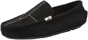 Men's Leather Loafers - Round Toe Suede Slip-Ons, Comfortable & Slip-Resistant Driving Shoes, Flat Heel for Party & Outdoor Wear