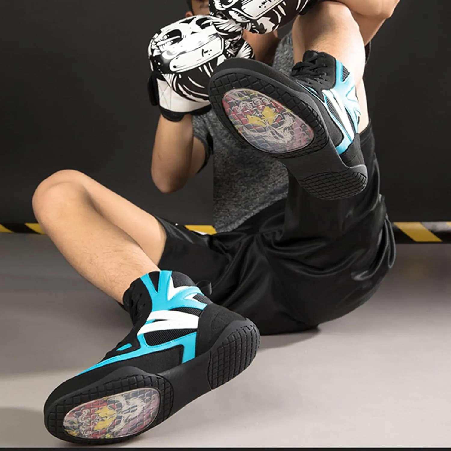 Mens' Lightweight Wrestling Shoes Breathable Fitness Shoes Kickboxing Boxing Boots Non Slip Rubber Sole for Weightlifting