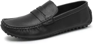 Men's Loafers Solid Color Leather Penny Driving Loafers Flexible Lightweight Comfortable Wedding Slip On