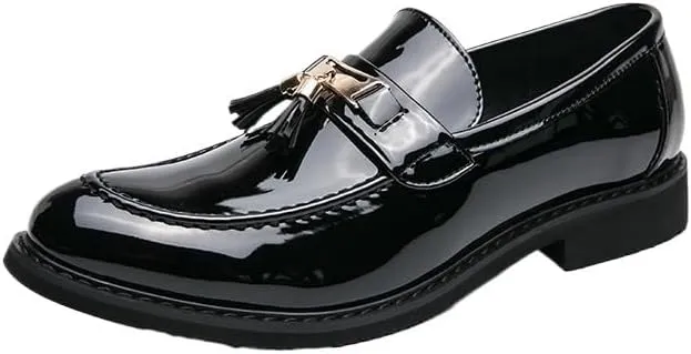 Mens Patent Leather Business Oxfords Dress Shoe Lined Classic Slip On Loafers Shoes