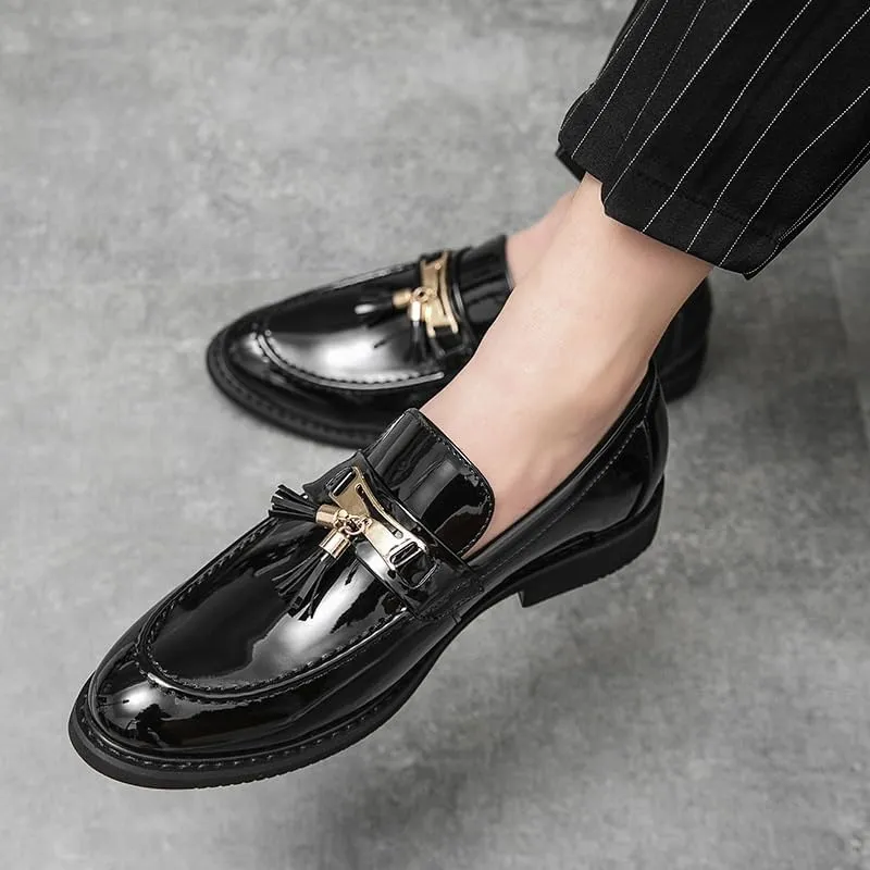 Mens Patent Leather Business Oxfords Dress Shoe Lined Classic Slip On Loafers Shoes